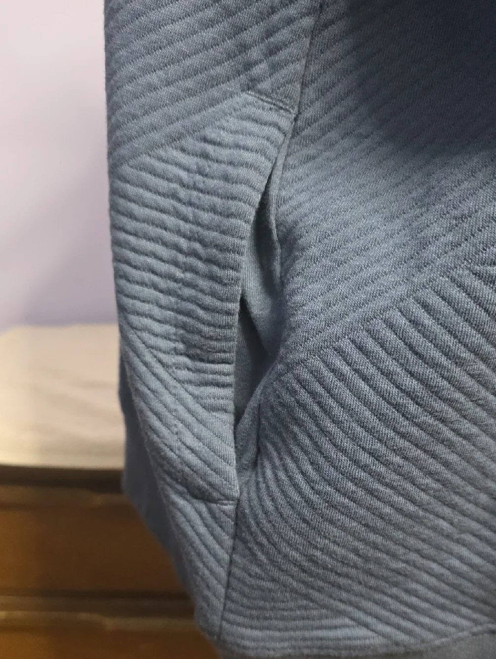 Goodfellow & Co Men's Slate Blue Quilted Mock Neck Four Button Sweatshirt